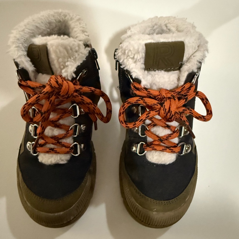Rockport Kids Olive Green Navy Brown Lace-Up Winter Boots